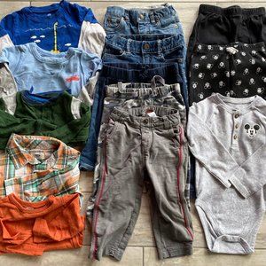 13 Piece Lot Of Toddler Boys Size 18-24 Month ~ Fall/Winter Play Wear